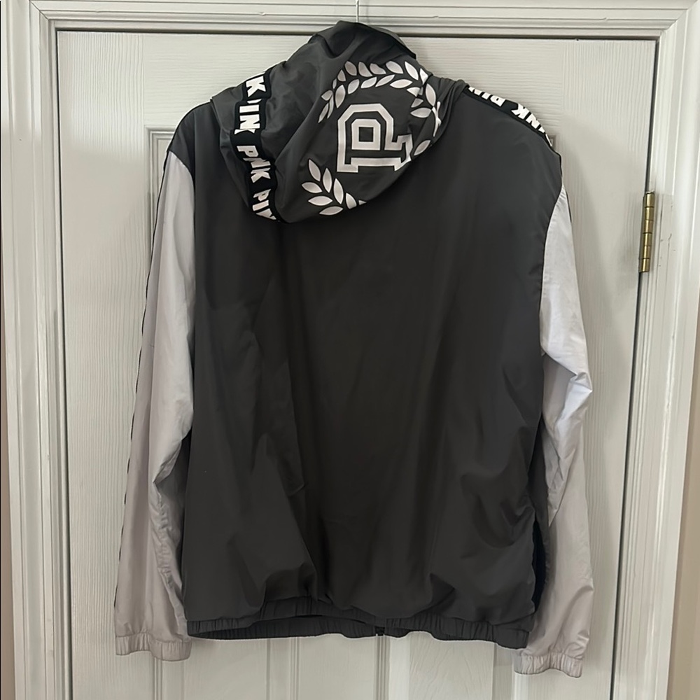 Gray and White PINK Windbreaker Jacket - Picture 2 of 2
